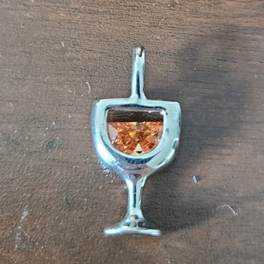 Silver Tone‎ Wine Glass Pendant